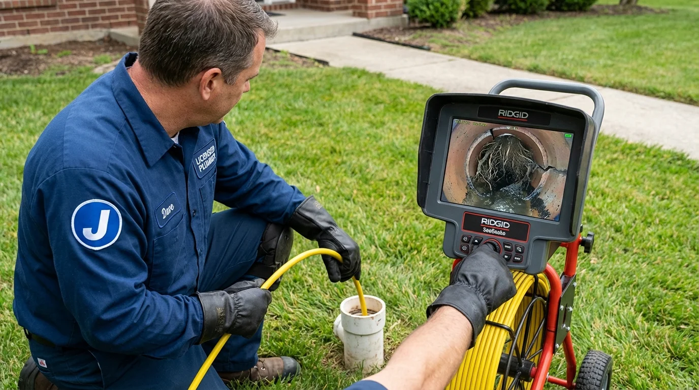 Sewer camera inspection being performed by Johns Plumbing LLC in Iola