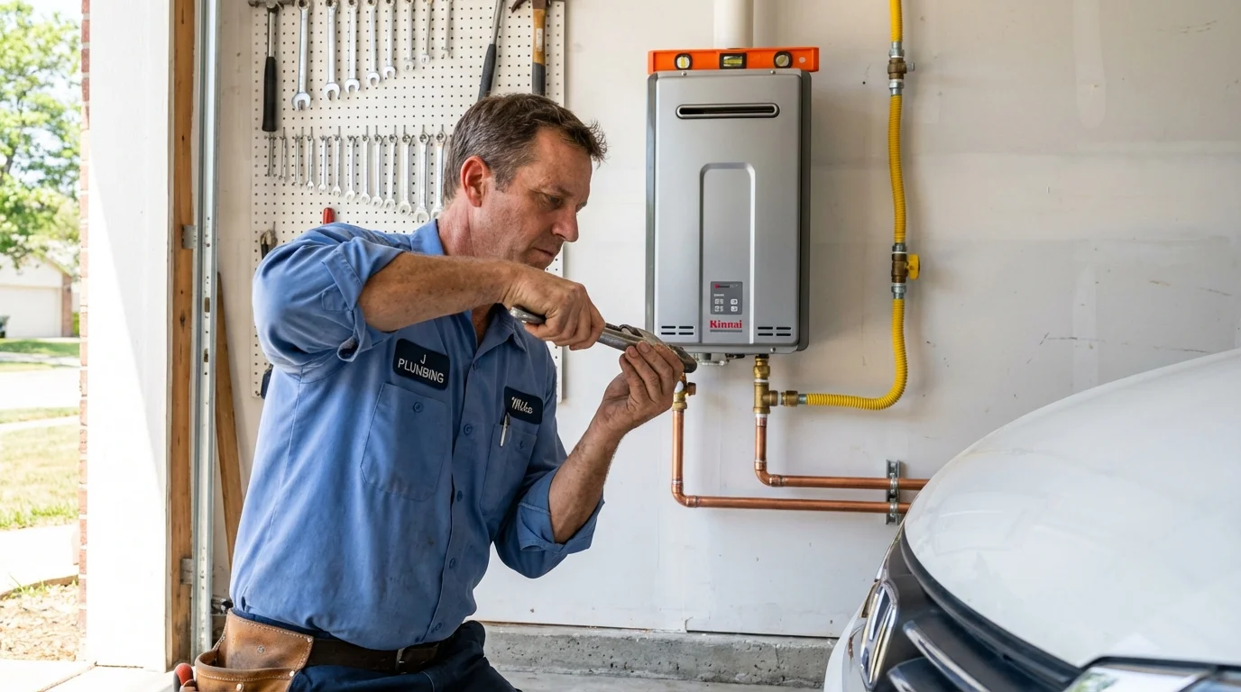 Tankless water heater installation by a Johns Plumbing LLC plumber in Iola